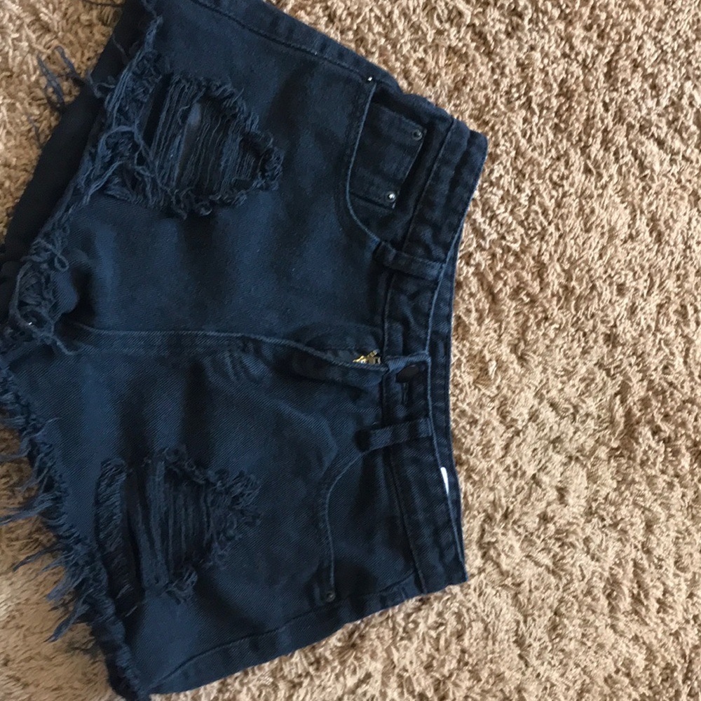 black high waisted denim shorts